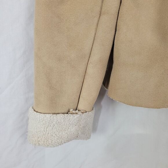 Old Navy Tan Fleece Lined 2-Pocket Button Front Jacket Size L - Picture 3 of 8